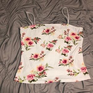Floral Thin Strap Cropped Tank